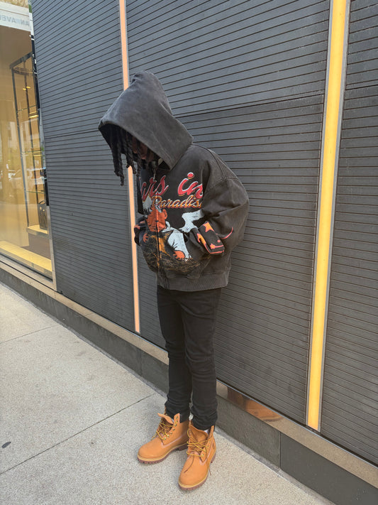 TP STAR ANGEL HOODIE — WASHED BLACK